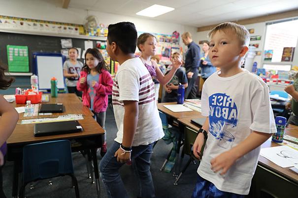 Windsor elementary school students in class